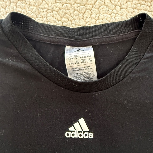 Adidas no sleeve sleeveless solid black workout gym athletic top shirt ladies - Picture 2 of 7